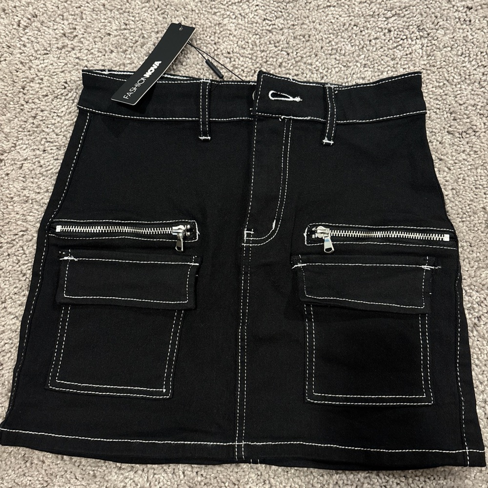 Fashion Nova Black Cargo Mini Skirt